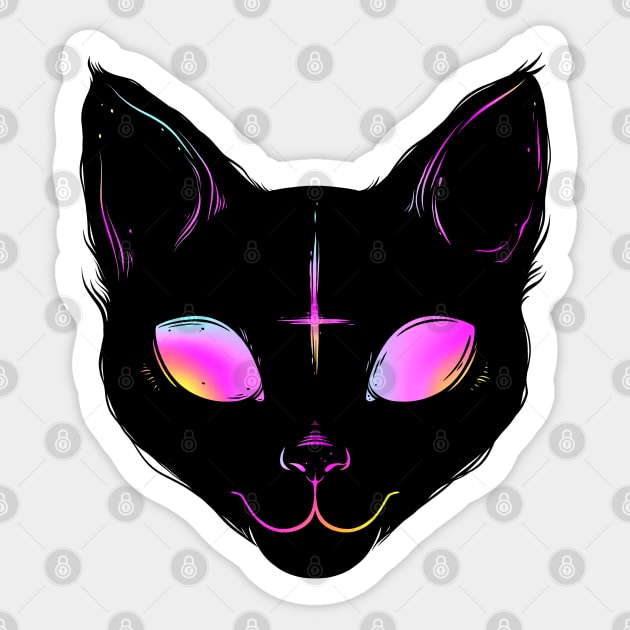 Satanic Cat Sticker by OccultOmaStore